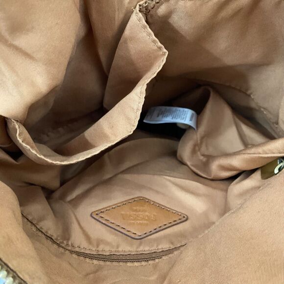 Fossil Amelia Hobo Linen /Faux Leather Shoulder Bag two different lengths straps - Picture 10 of 14